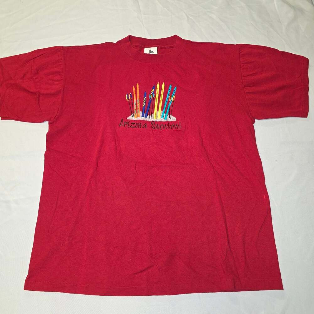 Vintage 90s Outhouse Designs Arizona Snowbowl Embroidered Ski T-Shirt